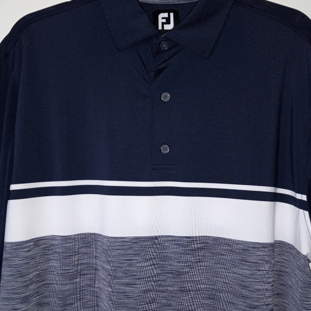 FootJoy L men's navy and marbled blue short sleeve polo shirt